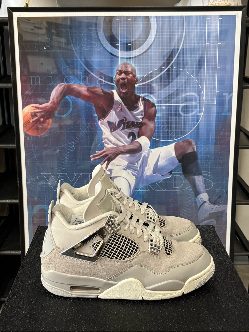 Size 8- Women’s Jordan 4 Retro Frozen Moments Light Iron Ore Grey AQ9129-001